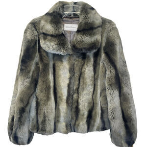 Beta's Choice Womens Large Faux Fur Jacket Coat Pockets Toggle Closure Gray